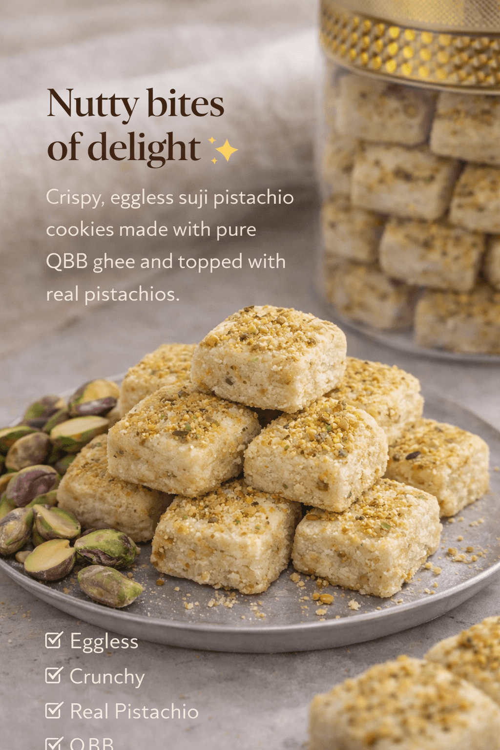 Pistachio Suji Cookies