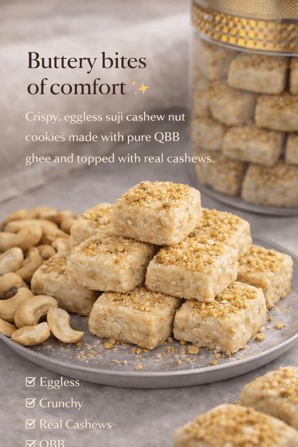 Cashew Suji Cookies